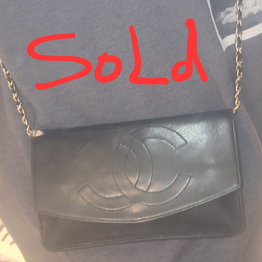 Chanel Black Leather Wallet/ Bag
